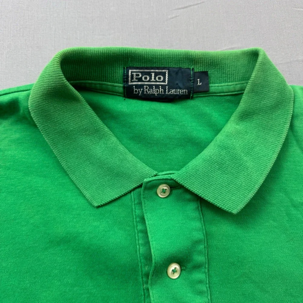 Polo Ralph Lauren Mens Green Short Sleeve Pique Polo Shirt Purple Pony Large